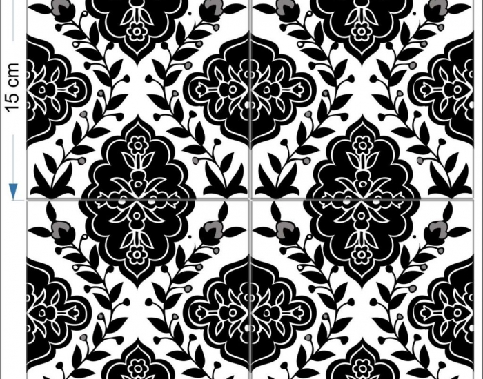 hand painted armenian  black and white tiles