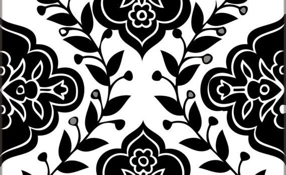 hand painted armenian black and white tiles