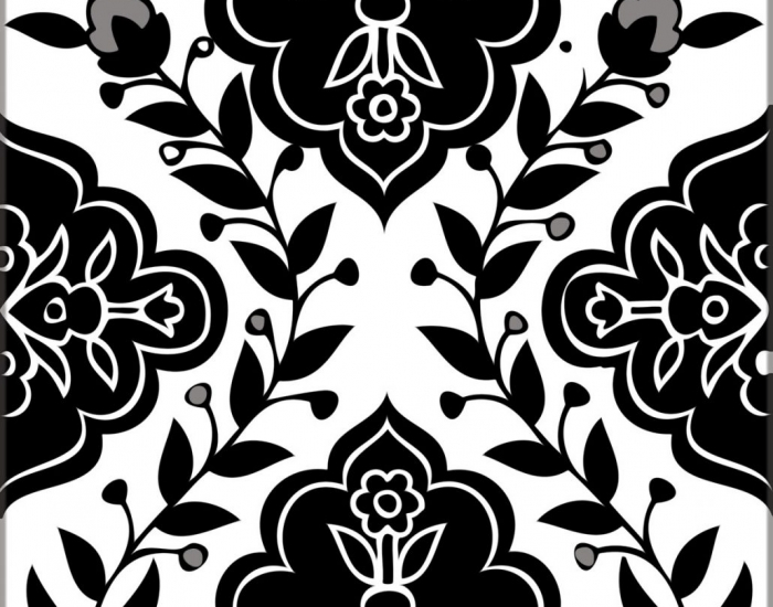 hand painted armenian  black and white tiles