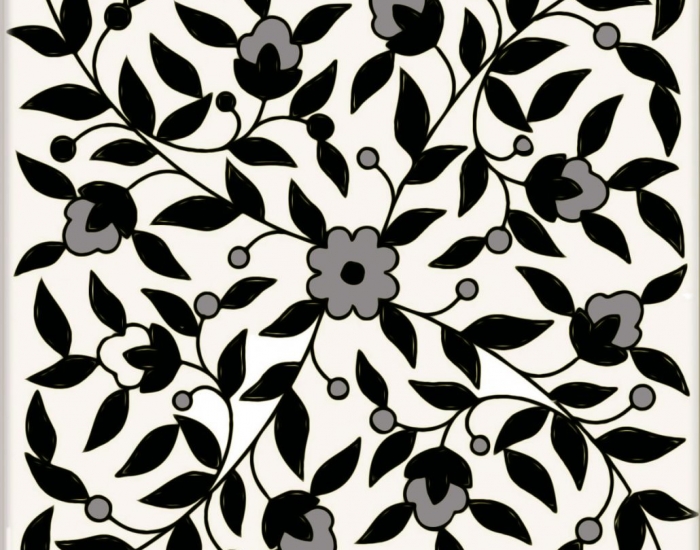 hand painted armenian  black and white tiles
