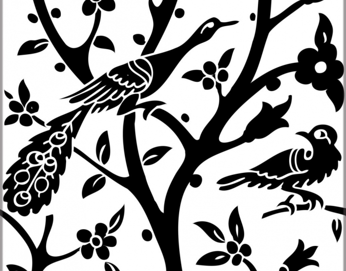 hand painted armenian  black and white tiles