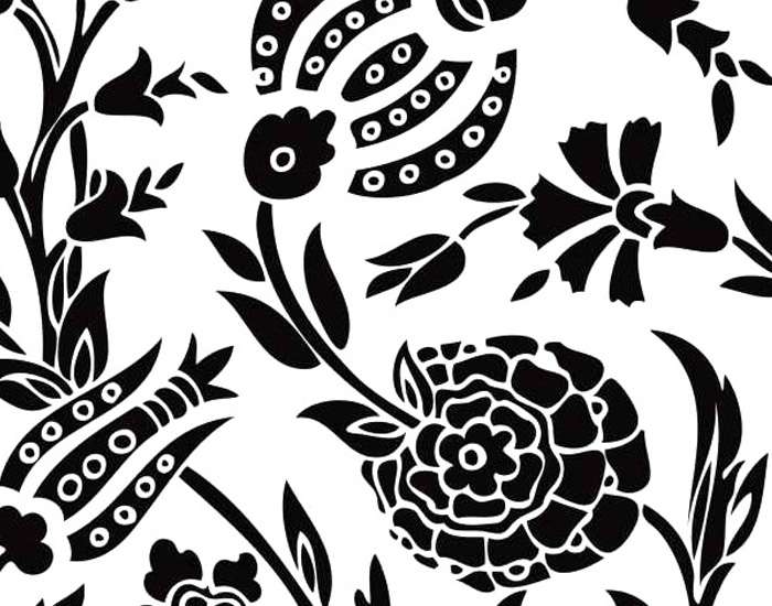 hand painted black and white armenian tiles